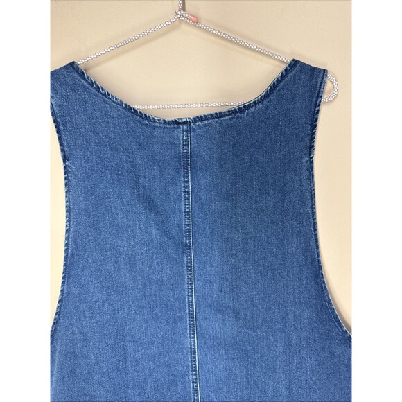 Agnes Orinda Denim Overall Dress Womens 2X Blue Distressed Raw Hem Jean Skirt - Picture 5 of 8